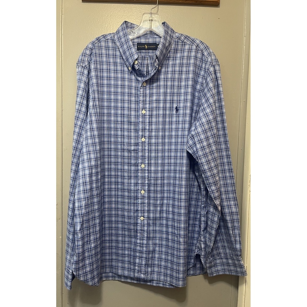 Polo Ralph Lauren Blue Plaid Button-Down Men's Shirt Extra Large